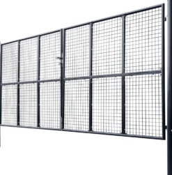 Puutarhaportti galvanoitu teräsverkko 400x175cm harmaa