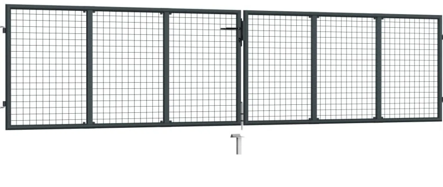 Puutarhaportti galvanoitu teräs 400x175cm harmaa