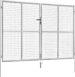 Puutarhaportti galvanoitu teräs 306x225cm hopea