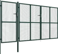 Puutarhaportti käyntiovella teräs 400x200cm vihreä