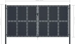 Puutarhaportti teräs 400x200cm umpinainen antrasiitti