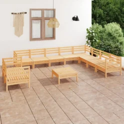Puutarhasohvasarja, pöydällä, mänty, 11-osainen, eri värivaihtoehtoja