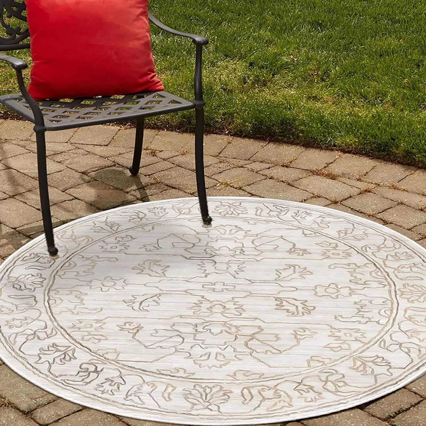Pyöreä matto Linento WOOBTNY0182, Ø120cm, kerma