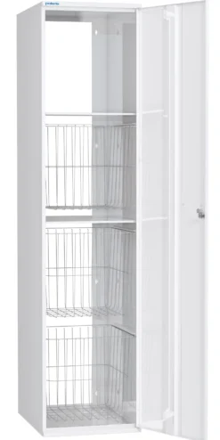 Pyykkikaappi Polaria 300x1700x530 mm oikeakätinen sylinterilukko 3 koria + 2 hyllyä