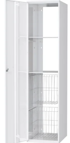 Pyykkikaappi Polaria 300x1700x530 mm vasenkätinen sylinterilukko 2 koria + 2 hyllyä