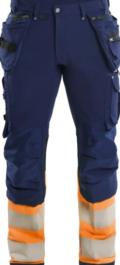 Riipputaskuhousut Blåkläder 1993 Highvis Stretch mariininsininen/huomioväri