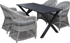 Ruokailuryhmä Baltic Garden, 150x77cm Scottsdale-pöytä + 4 Rosie-tuolia