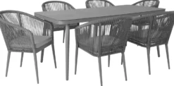 Ruokailuryhmä Home4you Ecco 180x90 cm pöytä + 6 tuolia harmaa
