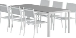 Ruokailuryhmä ulos Venture Home, harmaa Break-pöytä 205x90cm + 6 harmaata Copacabana-tuolia