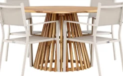 Ruokailuryhmä Venture Home, ø120cm Lumpur-pöytä + 4 pinottavaa Copacabana-tuolia