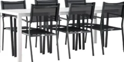 Ruokailuryhmä Venture Home, 205x90cm Break-pöytä + 6 pinottavaa Copacabana-tuolia