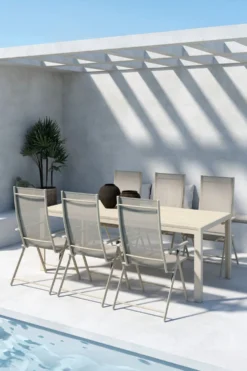 Ruokailuryhmä Venture Home, 205x90cm Mirko-pöytä + 6 Levanzo-tuolia