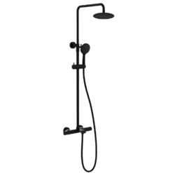 Sadesuihkusetti Bathlife Brusa, termostaattihanalla, suihkupää ⌀240mm, juoksuputkella, matta musta