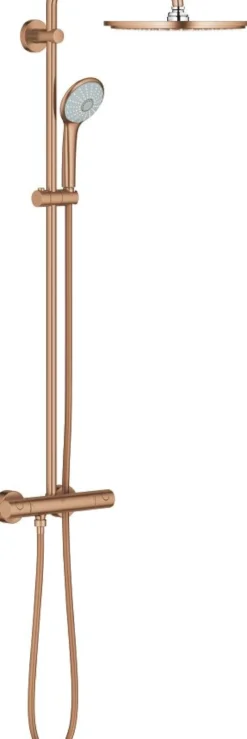 Sadesuihkusetti Grohe Euphoria System 310, termostaattihanalla, vettä säästävä, hierova suihku, ⌀310mm, harjattu kupari