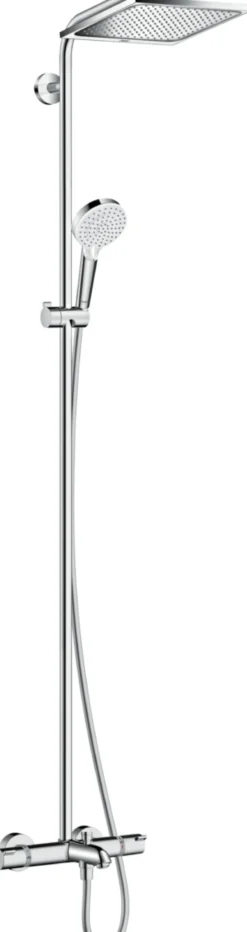 Sadesuihkusetti Hansgrohe Crometta E Showerpipe 240 1jet, termostaattihanalla, juoksuputkella, suihkupää ⌀240mm, kiiltävä kromi