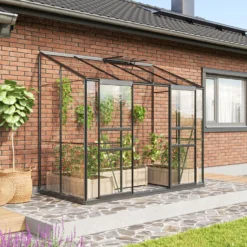 Seinäkasvihuone Vitavia Ida 3300, 3.3m², lasi, musta