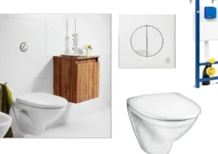 Seinä WC-istuinpaketti Gustavsberg Nautic 5530, valkoinen huuhtelupainike
