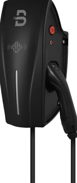 Sähköauton latausasema Beny kiinteällä Type 2 kaapelilla 3-vaihe 22 kW toimii aurinkosähköllä DLB virranhallinta musta WiFi