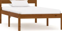 Sängynrunko hunajanruskea täysi mänty 90x200cm