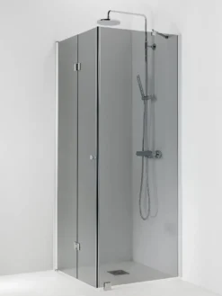 Suihkukulma Vihtan Ocean 5+6 700/750 mm kiinteä + taittuva suora harmaa lasi