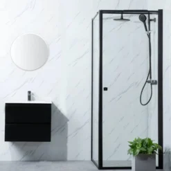 Suihkunurkka Bathlife Profil seinä 1000 mm ovi 800 mm musta kehys