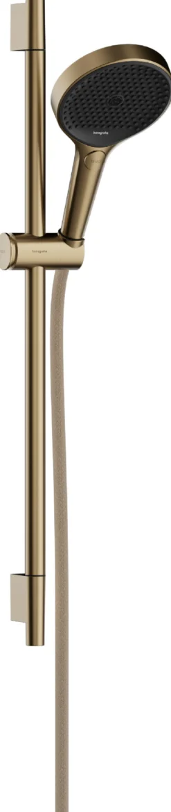 Suihkusetti Hansgrohe Rainfinity 130 3jet, suihkutanko S Puro 65 cm, liu'ulla ja Designflex-tekstiilisuihkuletkulla 160 cm, harjattu pronssi