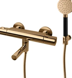 Suihkusetti Tapwell ARM026 Brass, termostaattihanalla, juoksuputkella, kiiltävä messinki