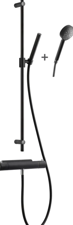 Suihkusetti Tapwell EVM168 Matte Black, termostaattihanalla, suihkuhana, matta musta