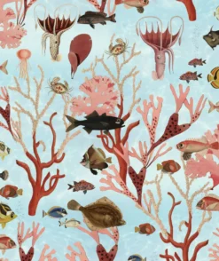 Tapetti Rebel Walls Aquarium Mint, eläin, vaaleanpunainen