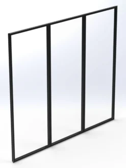 Terassilasi Keraplast P23 kiinteä 3-os., musta, kirkas lasi, mittatilaus
