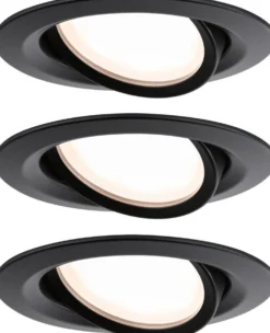 Upotettava LED-valaisin Paulmann Nova Plus Coin, 3kpl, IP65, Ø93mm, 6W, 470lm, 2700K, himmennettävä, mattamusta