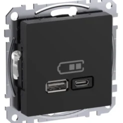 USB-latauspistorasia Schneider Electric Exxact A + C 45W Power Delivery antrasiitti