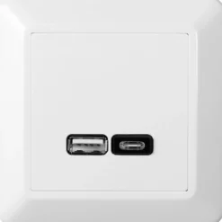 USB-pistorasia ELKO RS Nordic A+C 2,4 A kehyksellä kirkkaan valkoinen