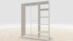 Vaatehuoneen kaapisto Mirror Line, kapea I-malli hyllyillä ja kaksiosaisella tangolla, 1700x2100x510mm, eri värejä