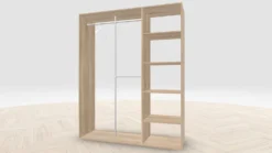 Vaatehuoneen kaapisto Mirror Line, kapea I-malli hyllyillä ja kaksiosaisella tangolla, 1700x2100x510mm, eri värejä