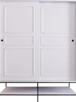 Vaatekaappi liukuovilla Linento Furniture Martin, 150cm, valkoinen