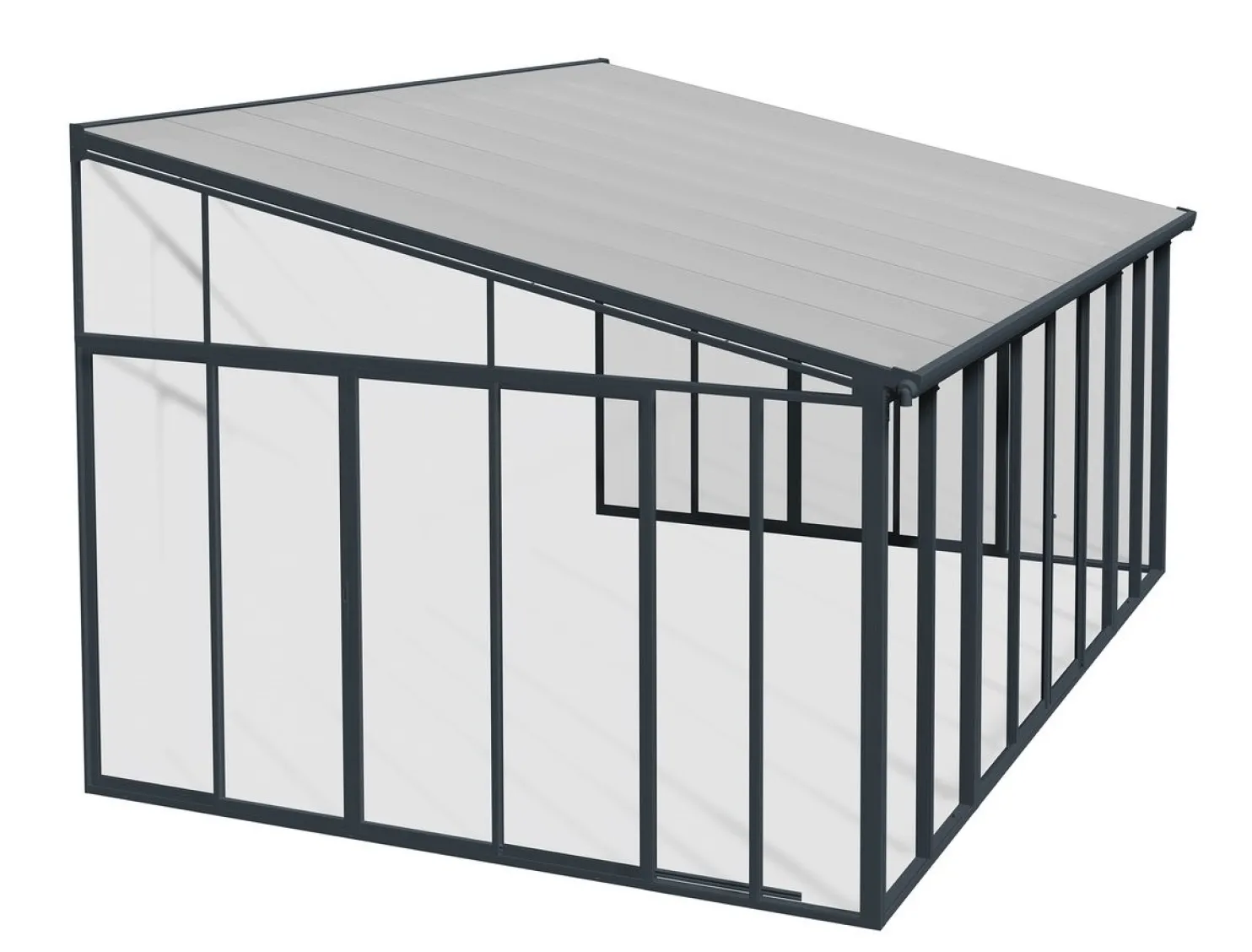 Viherhuone Palram-Canopia SanRemo Veranda, 16.5m², 4x4.25ft, harmaa