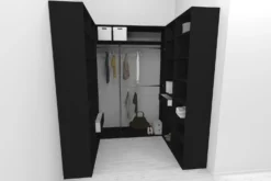 Walk-in closet U-malli Mirror Line 2100/2400x1600x1800 mm musta