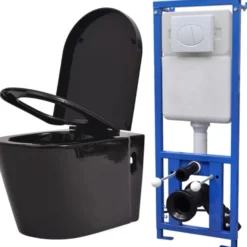 WC piilotetulla vesisäiliöllä Keraaminen Musta